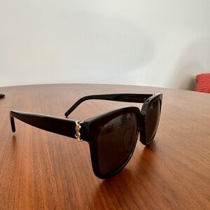 Saint Laurent Black Sunglasses with Gold YSL Accent